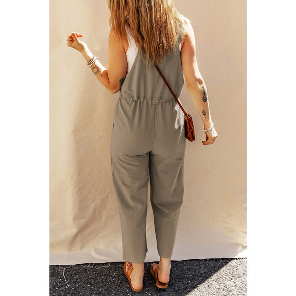 Drawstring Wide Strap Overalls with Pockets - Picture 3 of 5